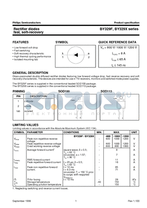 BY329F-1000 datasheet - Rectifier diodes fast, soft-recovery