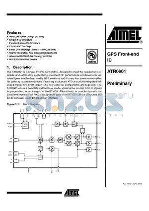 ATR0601 datasheet - GPS FRONT-END IC