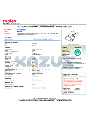 BB-1148T datasheet - Flag Krimptite Quick Disconnect, Female, for 14-16 (2.00-1.30) Wire, Mylar TapeTab 4.75mm (.187