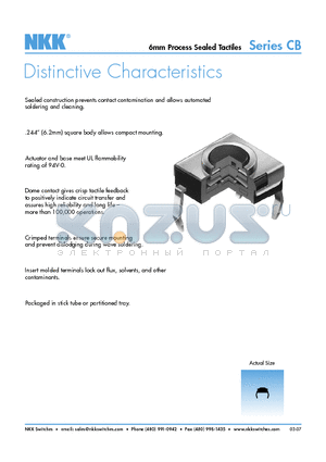 CB15FP datasheet - 6mm Process Sealed Tactiles