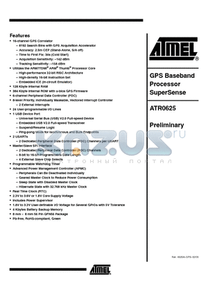 ATR0625-DK1 datasheet - GPS Baseband Processor SuperSense