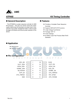 ATPA02 datasheet - K8 Timing Controller