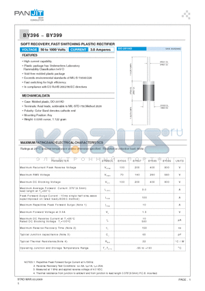 BY396_09 datasheet - SOFT RECOVERY, FAST SWITCHING PLASTIC RECTIFIER