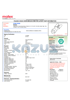 BB-2132T datasheet - InsulKrimp Quick Disconnect, Female, for 14-16 (2.00-1.30) Wire, Mylar Tape, Tab2.79mm (.110