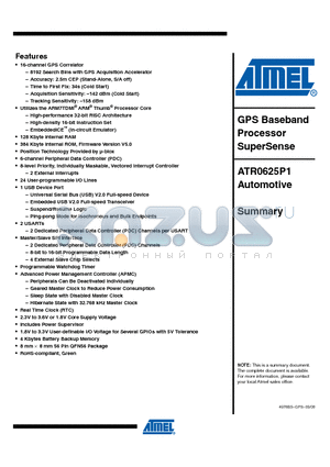 ATR0625-EK1 datasheet - GPS Baseband Processor SuperSense