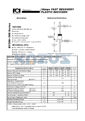 BY397 datasheet - 3Amps FAST RECOVERY PLASTIC RECIFIERS