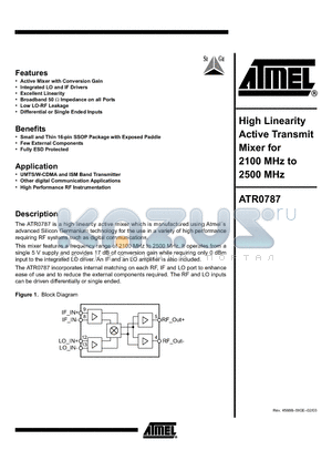 ATR0787 datasheet - High Linearity Active Transmit Mixer for 2100 MHz to 2500 MHz