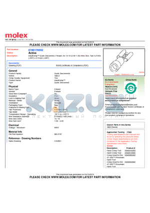 BB-2191 datasheet - InsulKrimp Quick Disconnect, Female, for 14-16 (2.00-1.30) Wire, Box, Tab 5.21mm(.205