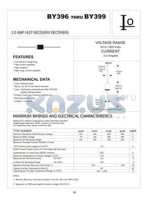 BY398 datasheet - 3.0 AMP FAST RECOVERY RECTIFIERS