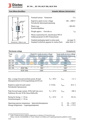 BY398 datasheet - Fast Silicon Rectifiers