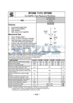 BY398 datasheet - 3.0 AMPS. Fast Recovery Rectifiers