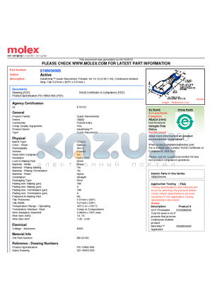 BB-2215C datasheet - InsulKrimp Quick Disconnect, Female, for 14-16 (2.00-1.30), Continuous MoldedStrip, Tab 5.21mm (.205