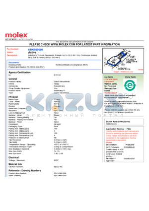 BB-2216C datasheet - InsulKrimp Quick Disconnect, Female, for 14-16 (2.00-1.30), Continuous MoldedStrip, Tab 5.21mm (.205