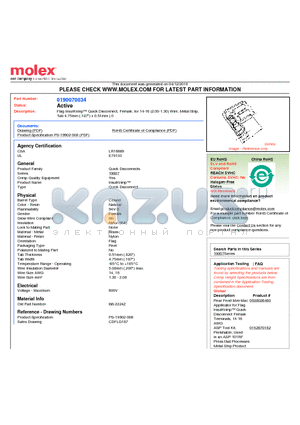 BB-2224Z datasheet - Flag InsulKrimp Quick Disconnect, Female, for 14-16 (2.00-1.30) Wire, Metal StripTab 4.75mm (.187