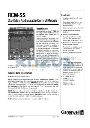 BB-25 datasheet - Six-Relay Addressable Control Module