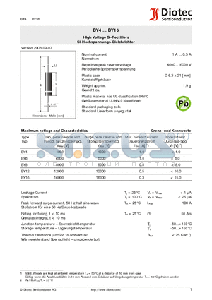 BY4_07 datasheet - High Voltage Si-Rectifiers