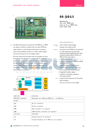 BB-301S datasheet - Baseboard forone TMCM-301 andup to 3TMCM-035 with 24V I/Os