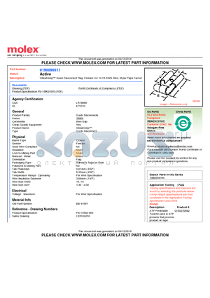 BB-4169T datasheet - VibraKrimp Quick Disconnect Flag, Female, for 14-16 AWG Wire, Mylar Tape Carrier