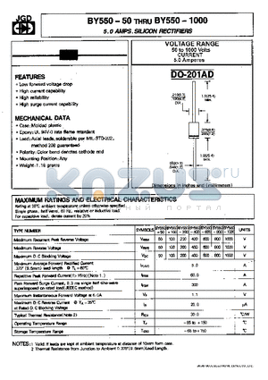 BY550-100 datasheet - 5.0 AMP.SILICON RECTIFIERS