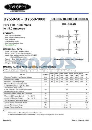 BY550-1000 datasheet - SILICON RECTIFIER DIODES