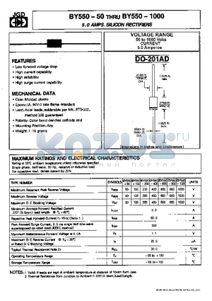 BY550-1000 datasheet - 5.0 AMP.SILICON RECTIFIERS