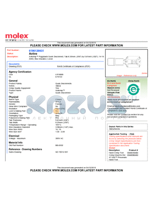 BB-8302 datasheet - Avikrimp Piggyback Quick Disconnect, Tab 6.35mm (.250AWG, Blue Insulator, Loose