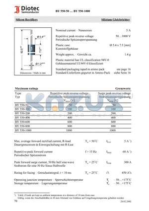 BY550-50 datasheet - Silicon Rectifiers