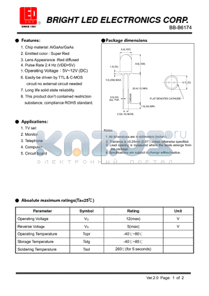 BB-B6174 datasheet - AlGaAs/GaAs Super Red TTL & C-MOS circuit no external circuit needed