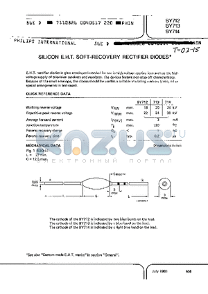 BY712 datasheet - SILICON E.H.T SOFT RECOVERY RECTIFIER DIODES