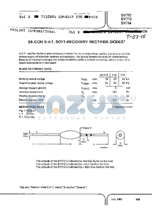 BY713 datasheet - SILICON E.H.T SOFT RECOVERY RECTIFIER DIODES
