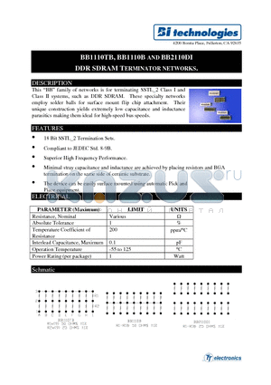 BB1110B datasheet - DDR SDRAM TERMINATOR NETWORKS.