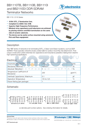 BB1110B datasheet - 18 Bit SSTL_2 Termination Sets