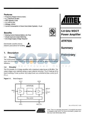 ATR7035-PEQG datasheet - 5.8 GHz WDCT Power Amplifier