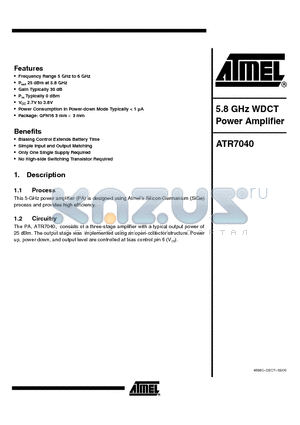 ATR7040-PVQG datasheet - 5.8 GHz WDCT Power Amplifier