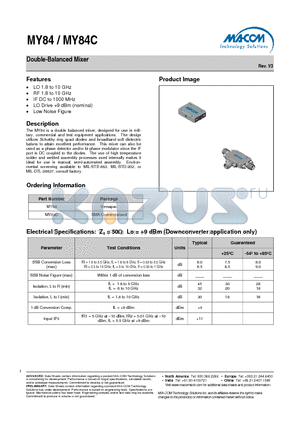 BY84C datasheet - Double-Balanced Mixer