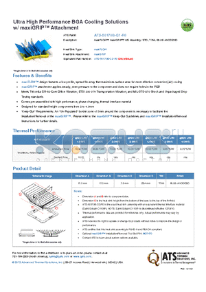 ATS-50170B-C1-R0 datasheet - Ultra High Performance BGA Cooling Solutions w/ maxiGRIP Attachment