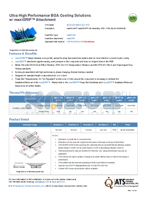 ATS-50190P-C1-R0 datasheet - Ultra High Performance BGA Cooling Solutions w/ maxiGRIP Attachment