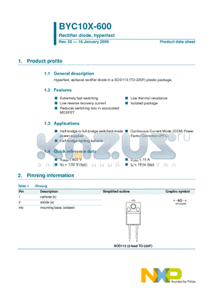 BYC10X-600 datasheet - Rectifier diode, hyperfast