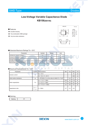 BB156 datasheet - Low-Voltage Variable Capacitance Diode