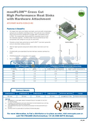 ATS-1039-C3-R0_DS datasheet - maxiFLOW Cross Cut High Performance Heat Sinks with Hardware Attachment