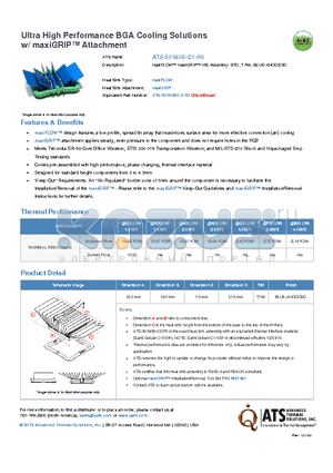 ATS-50190B-C1-R0 datasheet - Ultra High Performance BGA Cooling Solutions w/ maxiGRIP Attachment