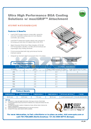 ATS-50425B-C2-R0 datasheet - Ultra High Performance BGA Cooling