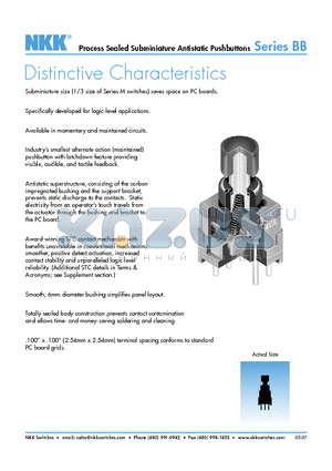 BB15AP-HB datasheet - Process Sealed Subminiature Antistatic Pushbuttons