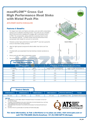 ATS-1038-C2-R0_DS datasheet - maxiFLOW Cross Cut High Performance Heat Sinks with Metal Push Pin