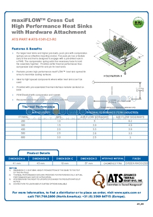 ATS-1041-C3-R0_DS datasheet - maxiFLOW Cross Cut High Performance Heat Sinks with Hardware Attachment