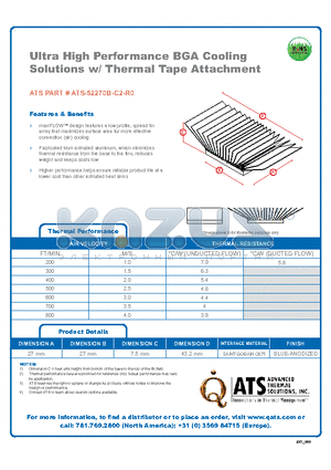 ATS-52270B-C2-R0 datasheet - Ultra High Performance BGA Cooling