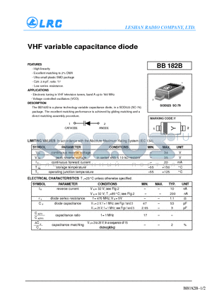 BB182B datasheet - VHF variable capacitance diode