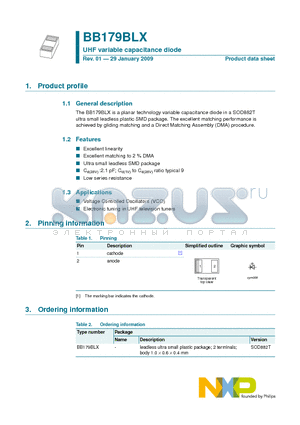 BB179BLX datasheet - UHF variable capacitance diode