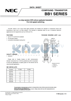 BB1A4M datasheet - COMPOUND TRANSISTOR on-chip resistor NPN silicon epitaxial transistor For mid-speed switching