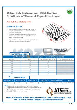 ATS-52400G-C2-R0 datasheet - Ultra High Performance BGA Cooling